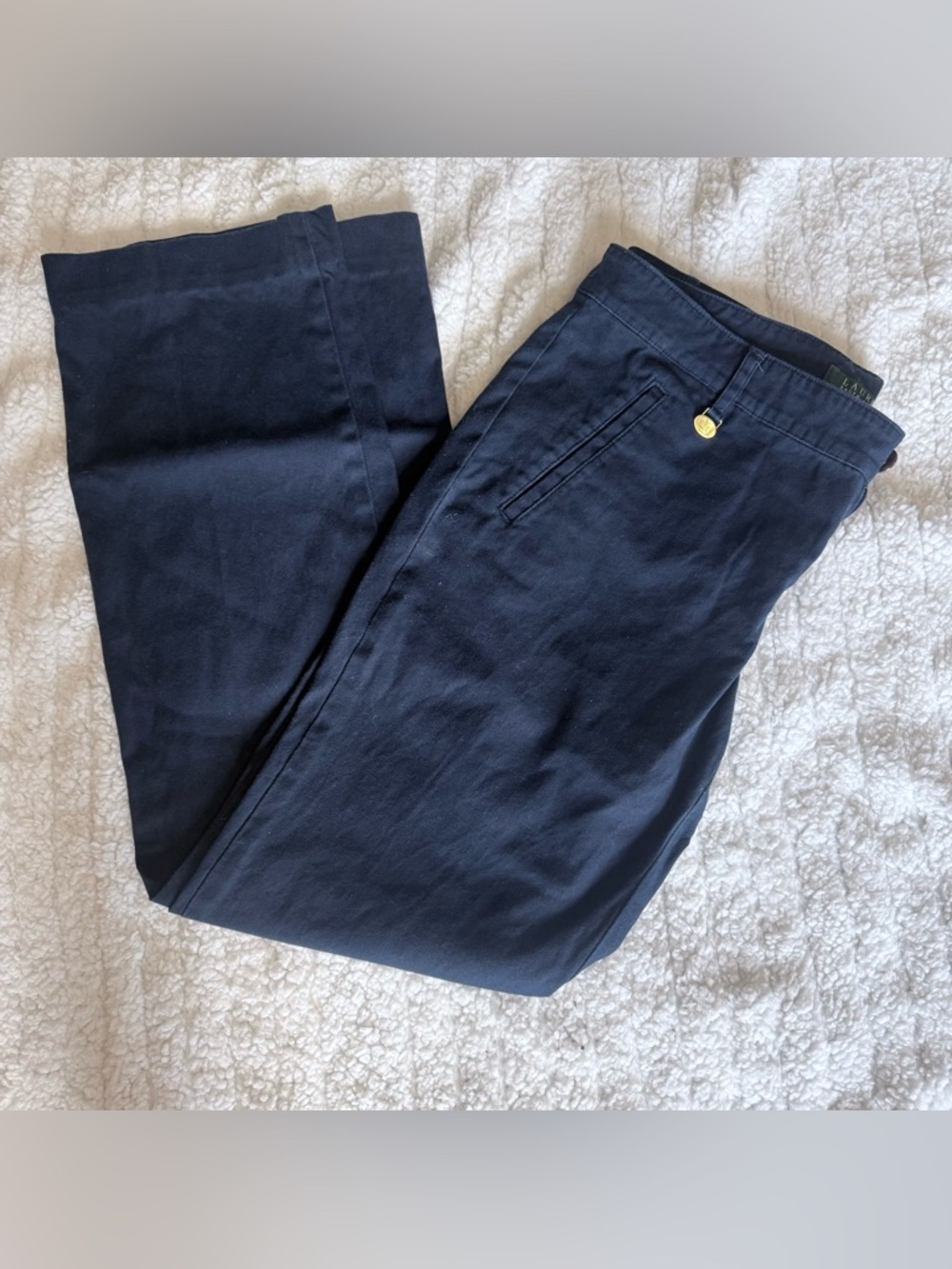 Women’s Ralph Lauren Navy Flat-Front Chinos - Size 6